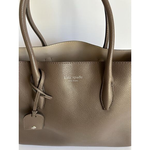 Kate Spade Eva Medium Satchel Tote Shoulder Purse Crossbody Taupe Beige - Picture 7 of 10